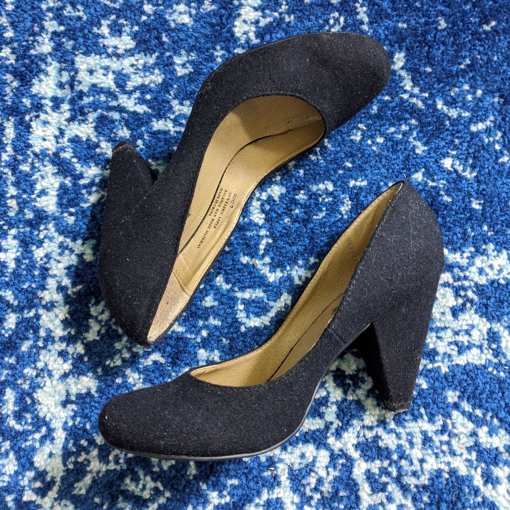Urban Outfitters Black Block Heels - Rounded Toe